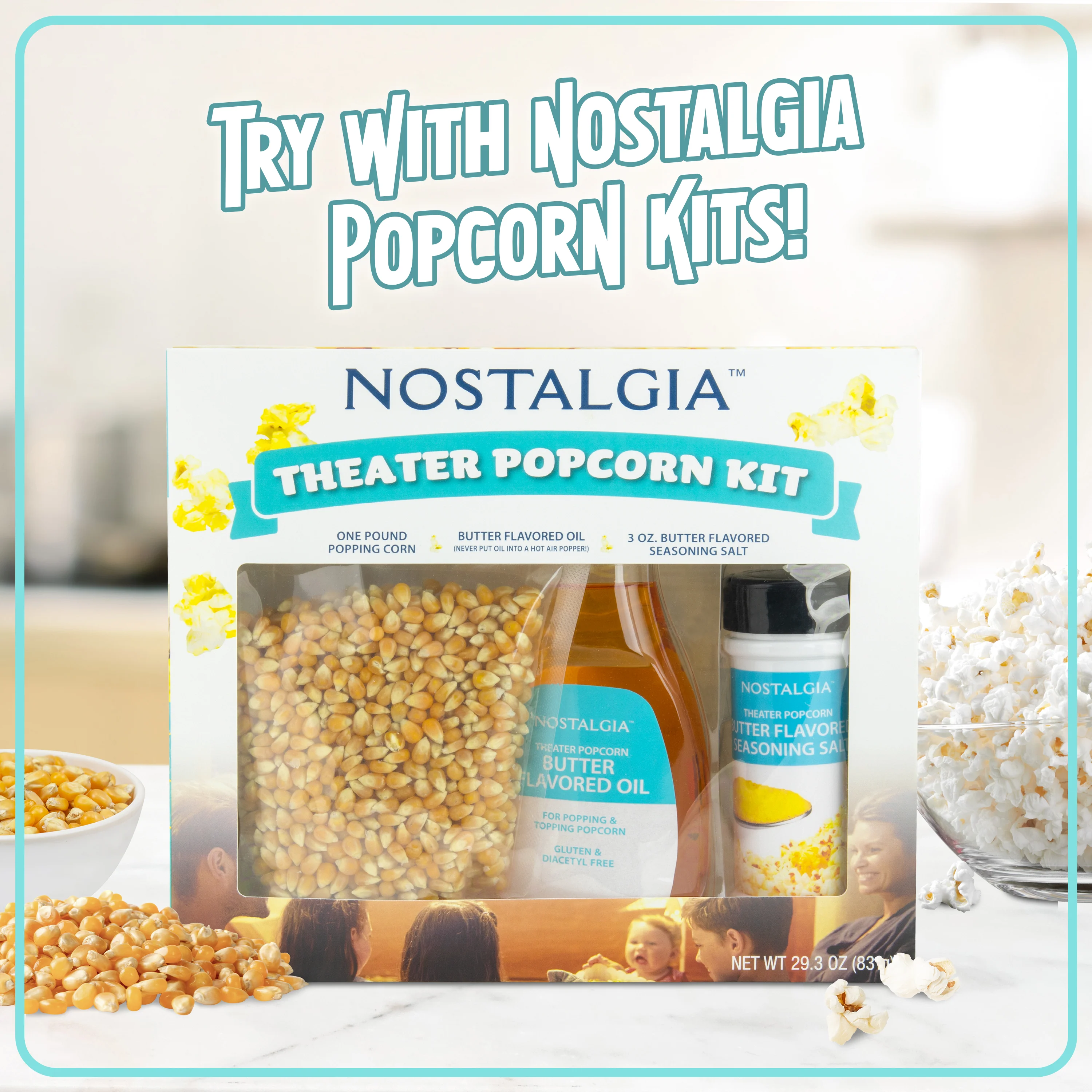 Air-Pop Popcorn Maker, Aqua - Inhomebuy