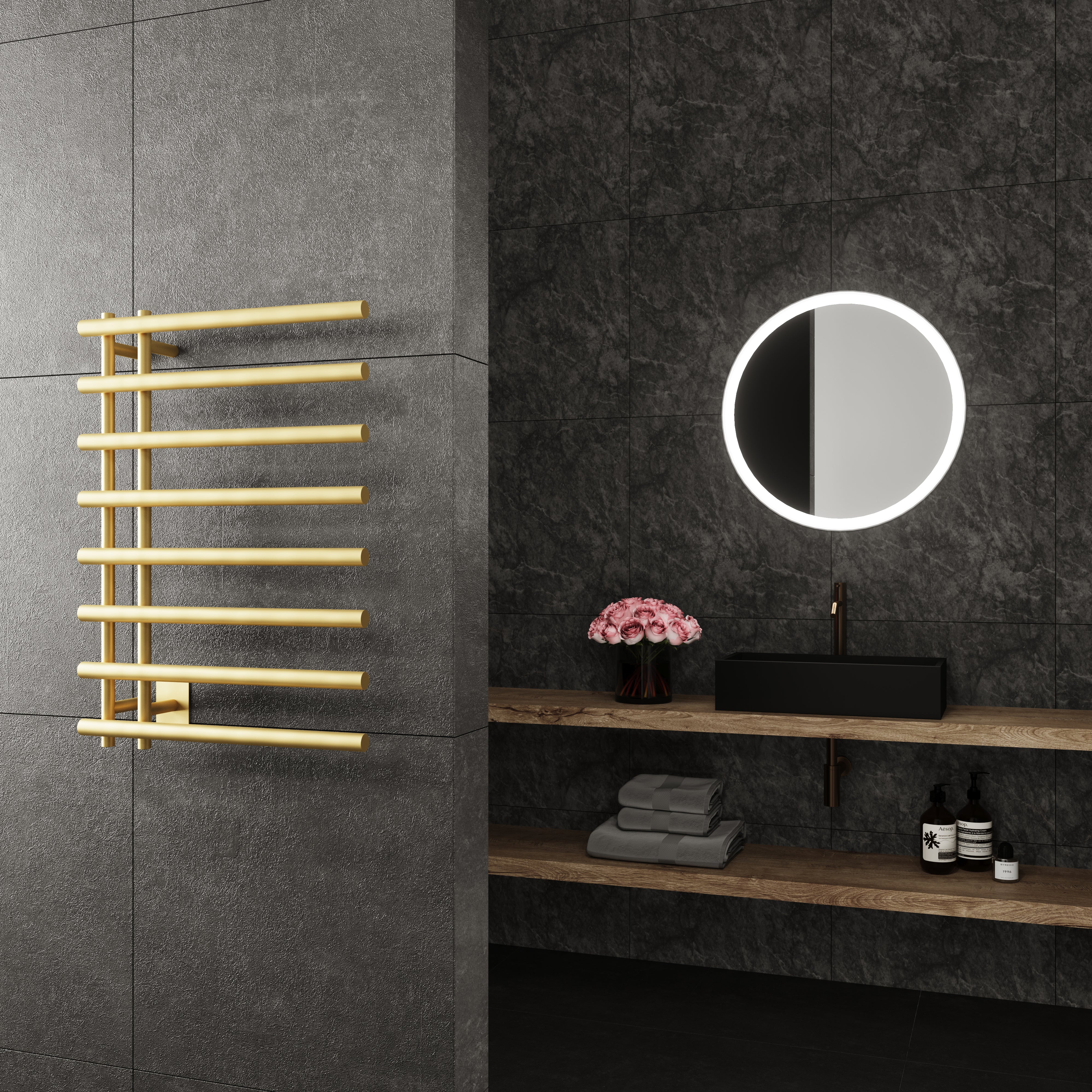 Leto Wall Mounted Electric Towel Warmer in Gold - Inhomebuy