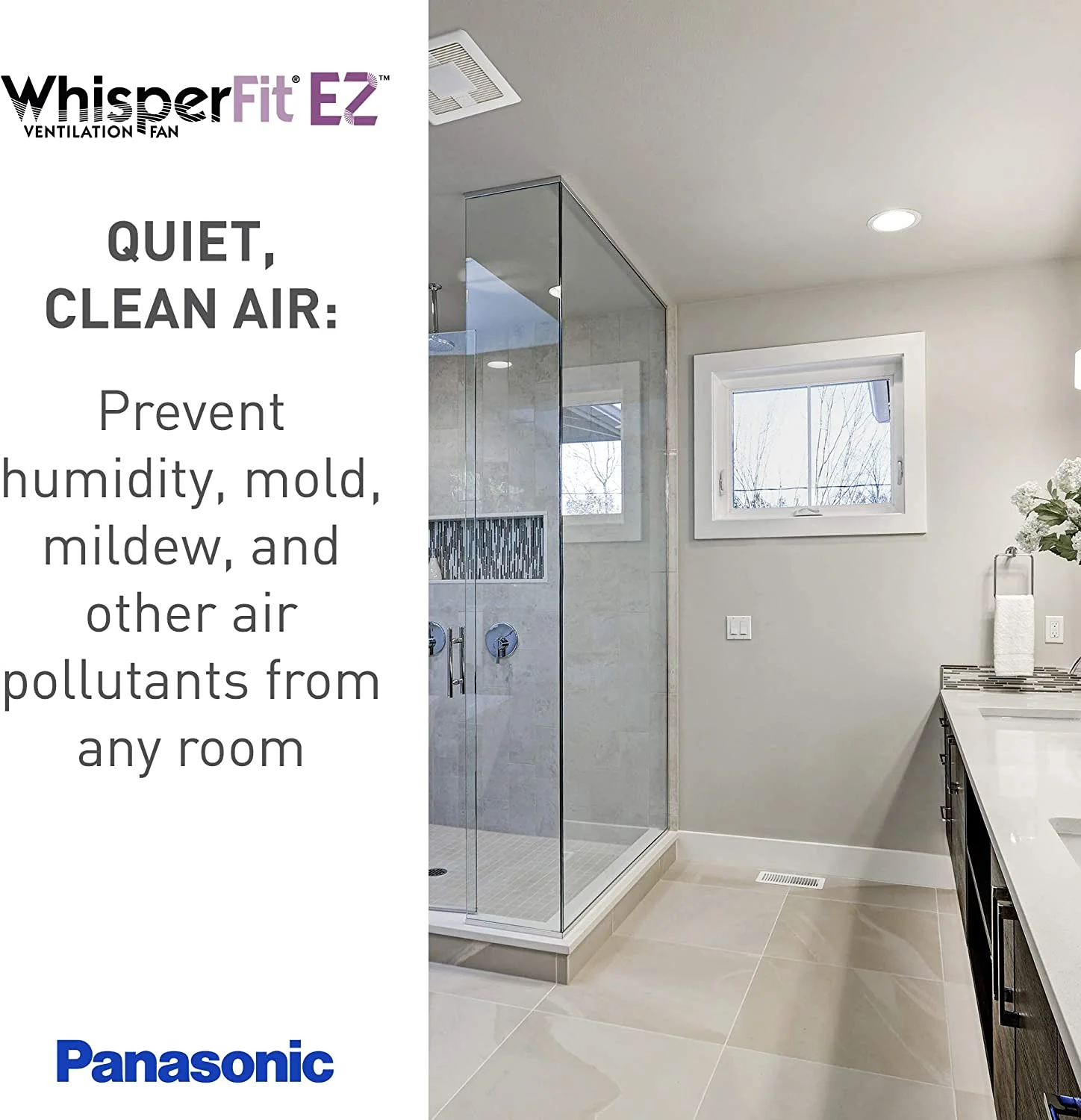 Panasonic Bath Fan Ceiling WhisperFitEZ w/Light | FV-08-11VFL5E - Inhomebuy