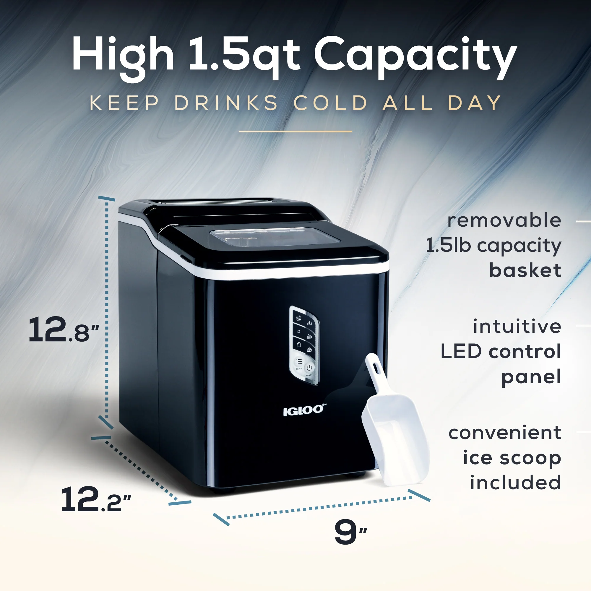 Igloo Automatic Self-Cleaning 26-Pound Ice Maker, Black - Inhomebuy