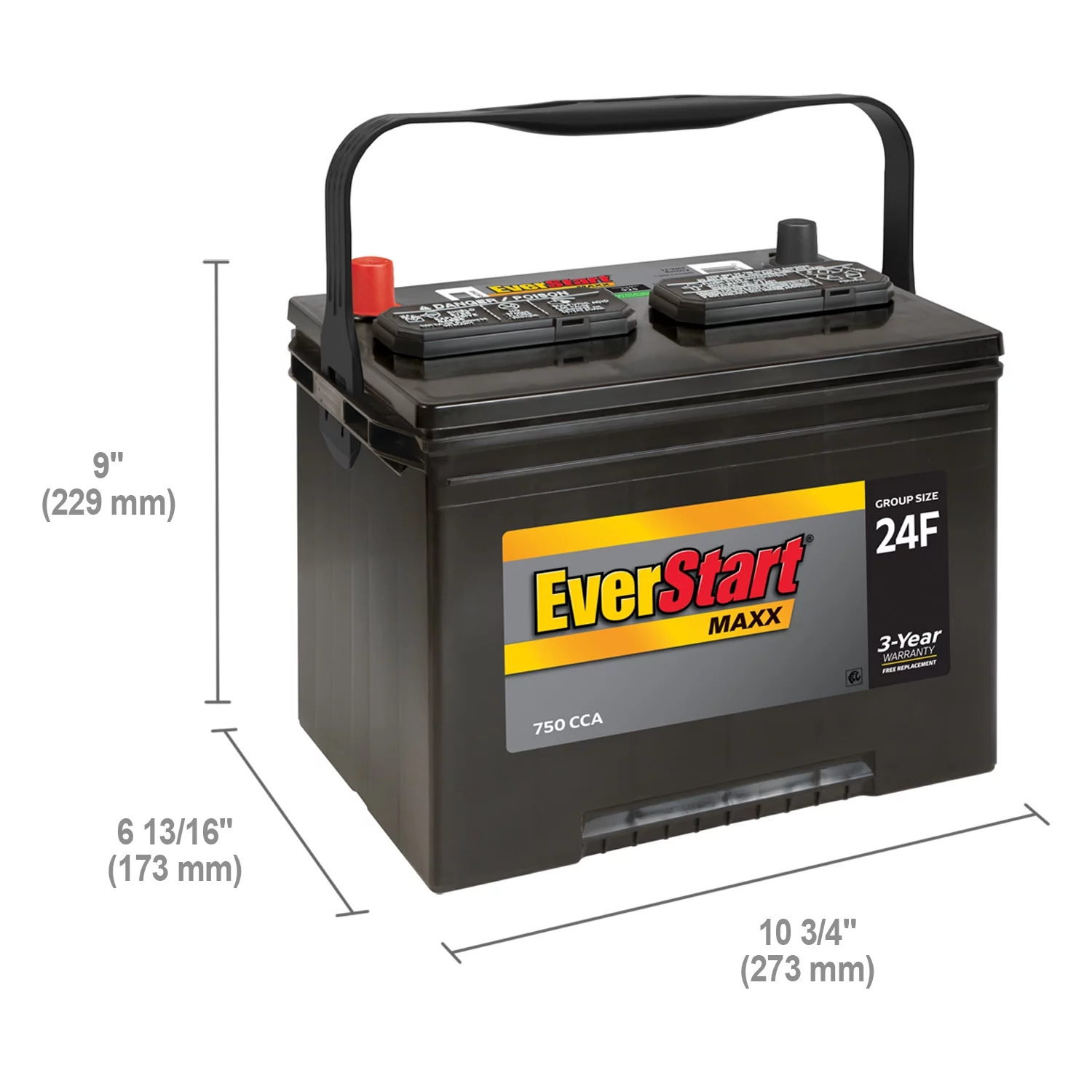 EverStart Maxx Lead Acid Automotive Battery, Group Size 24F 12 Volt, 750 CCA - Inhomebuy