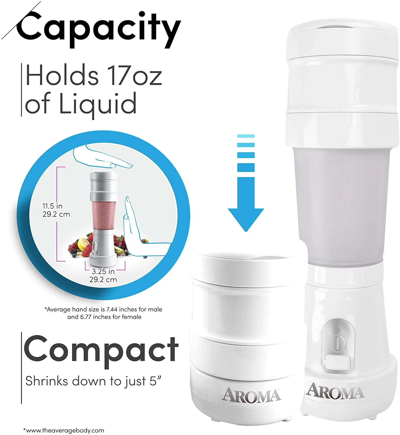 Aroma Travel Blender: 7oz rechargable USB powered | AMX-001 - Inhomebuy