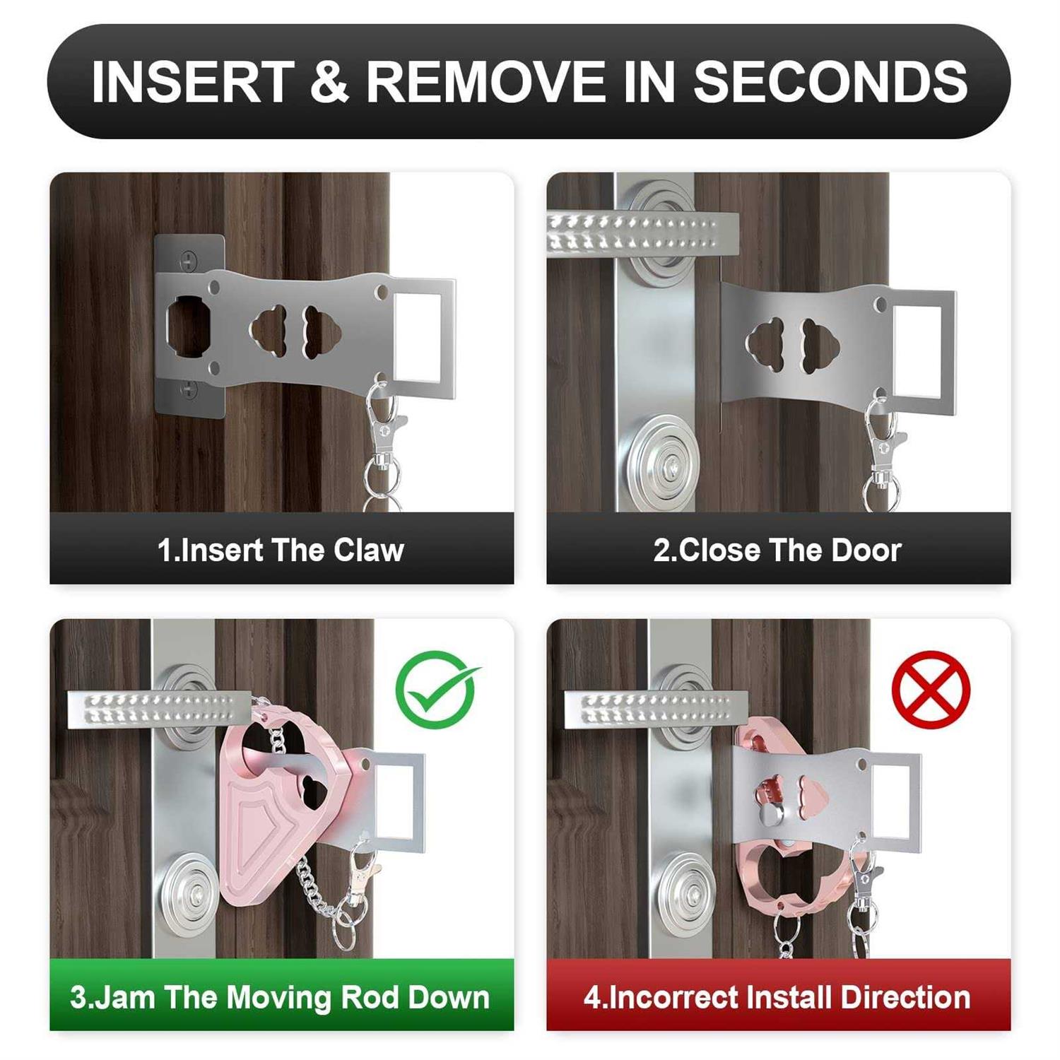 Portable Door Lock for Travel Improved Travel Door Lock Hotel Door Lock Apartment Security Device Door Perfect for Traveling Hotel Apartment - Inhomebuy
