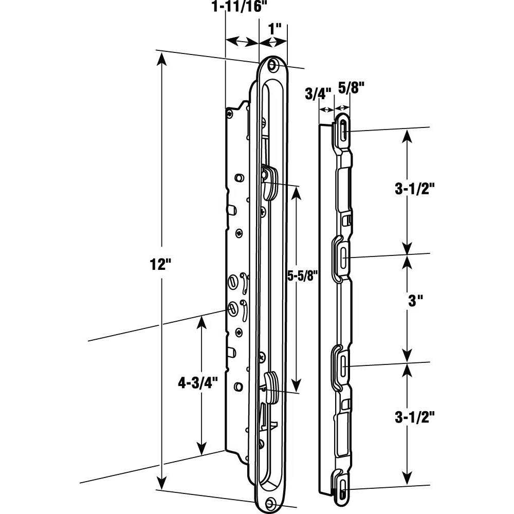 Prime-Line Multi Point Sliding Door Mortise Latch E 2192 - Inhomebuy