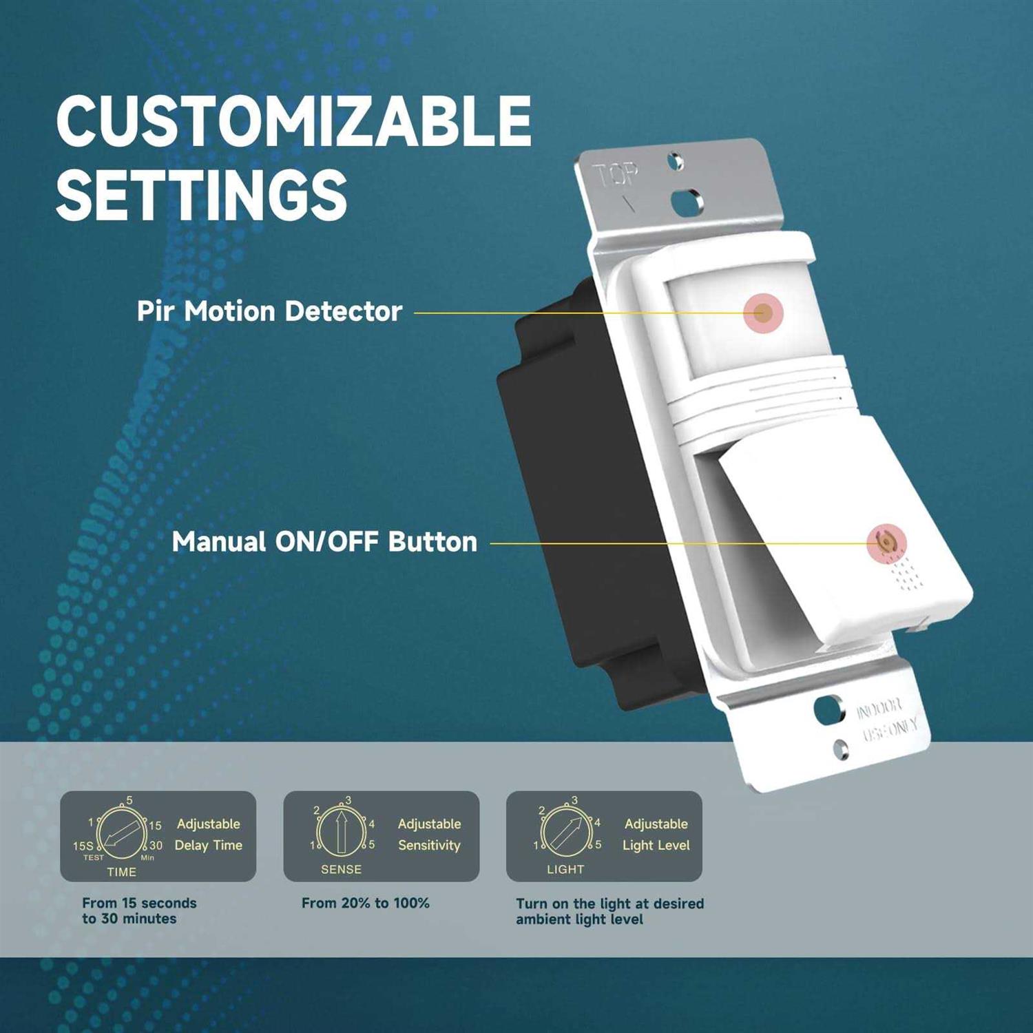 Ecoeler 3 Way Motion Sensor Light Switch - Inhomebuy