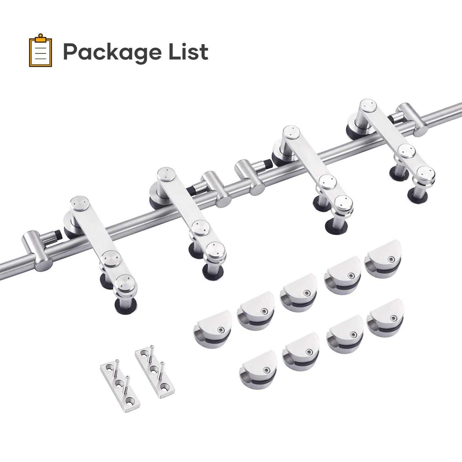 Easelife Stainless Steel Double Sliding Barn Door Hardware Track Kit,Heavy Duty,Anti-rust Anti-Corrosion,Slide Smoothly Quietly,Easy Install - Inhomebuy