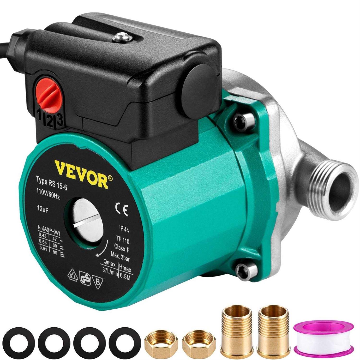 VEVOR Hot Water Recirculating Pump 100W Water Circulator Pump Auto Start/Close Ultra-silent Stainless Steel Head Circulation for Electric Water RSXHB110V100WLAF8V1 - Inhomebuy