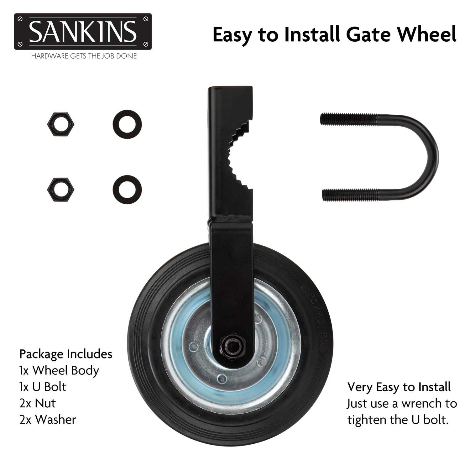 SANKINS Gate Helper Wheel for Supporting Metal Swing Gates with 1-5/8 Thru 2 Gate Frames - Inhomebuy