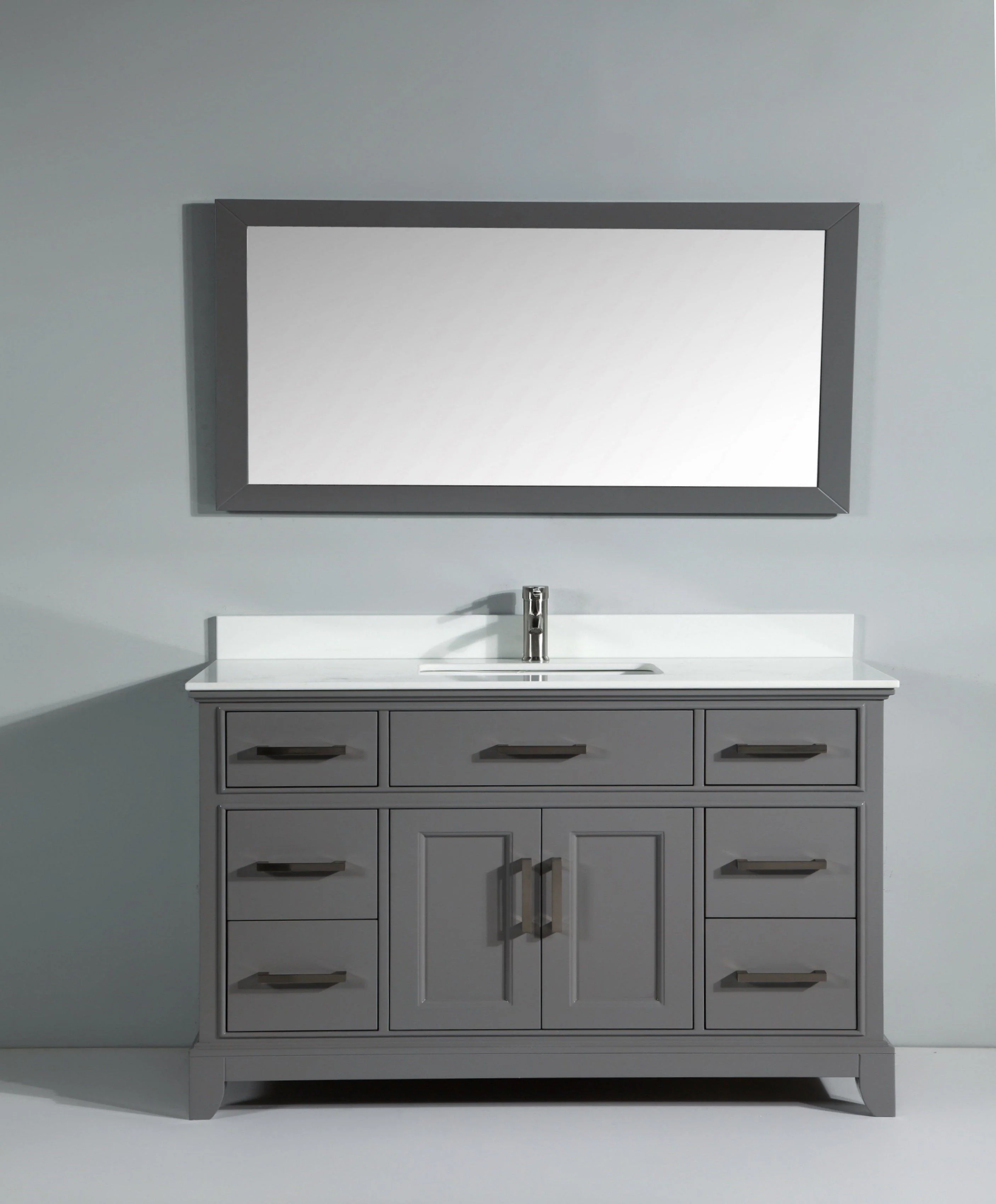 Vanity Art 60 in. Sink Vanity & Mirror - Gray, VA1060G - Inhomebuy