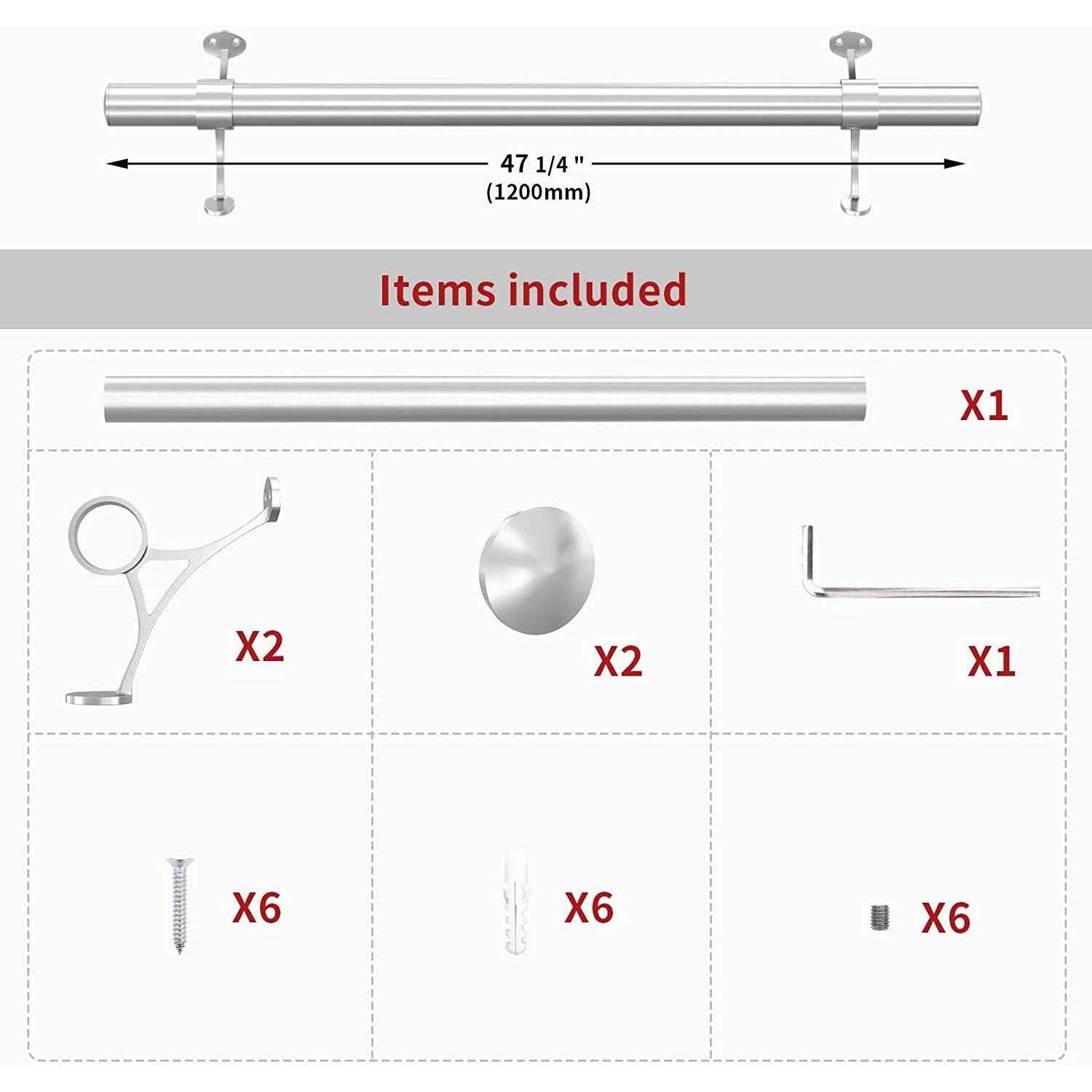 Muzata 6’6 White Flat Stainless Steel Handrail HT10 WP4 - Inhomebuy