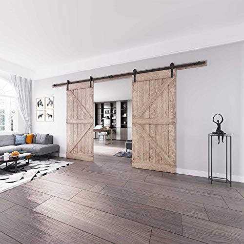 EaseLife 8 ft Double Door Sliding Barn Door Hardware Track Kit,Basic J Pulley,Heavy Duty,Slide Smoothly Quietly,Easy Install - Inhomebuy