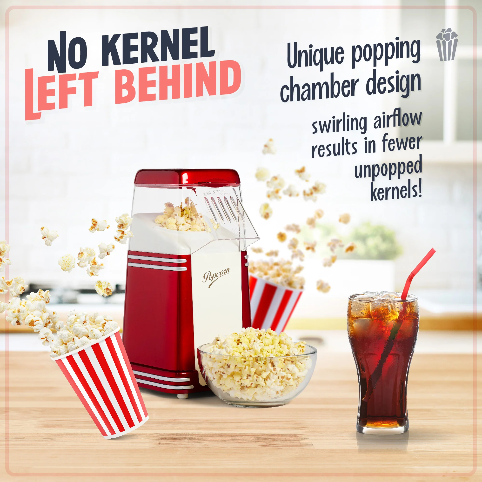 Retro 8-Cup Hot Air Popcorn Maker - Inhomebuy