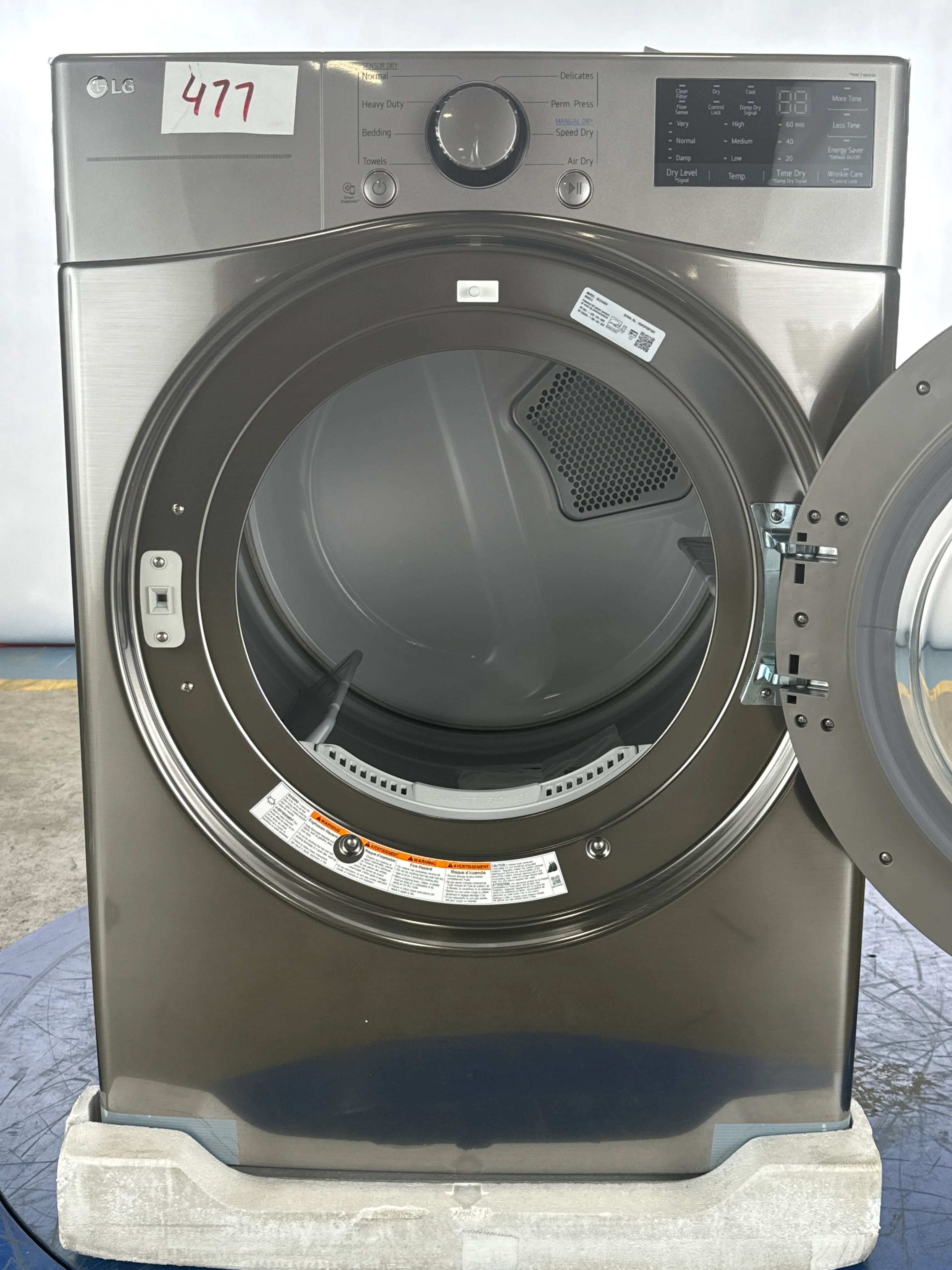 LG 7.4 CU. FT. GRAPHITE STEEL ULTRA LARGE CAPACITY ELECTRIC DRYER WITH SMARTDIAGNOSIS - DLE3400V - Inhomebuy