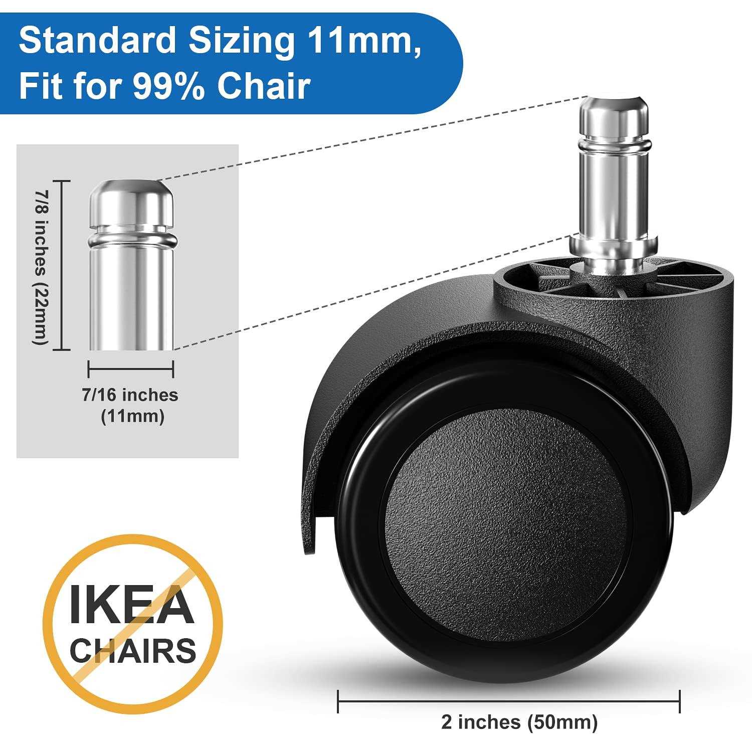 Office Chair Caster Wheels 3 Rollerblade Rubber Replacement Chair C - Inhomebuy