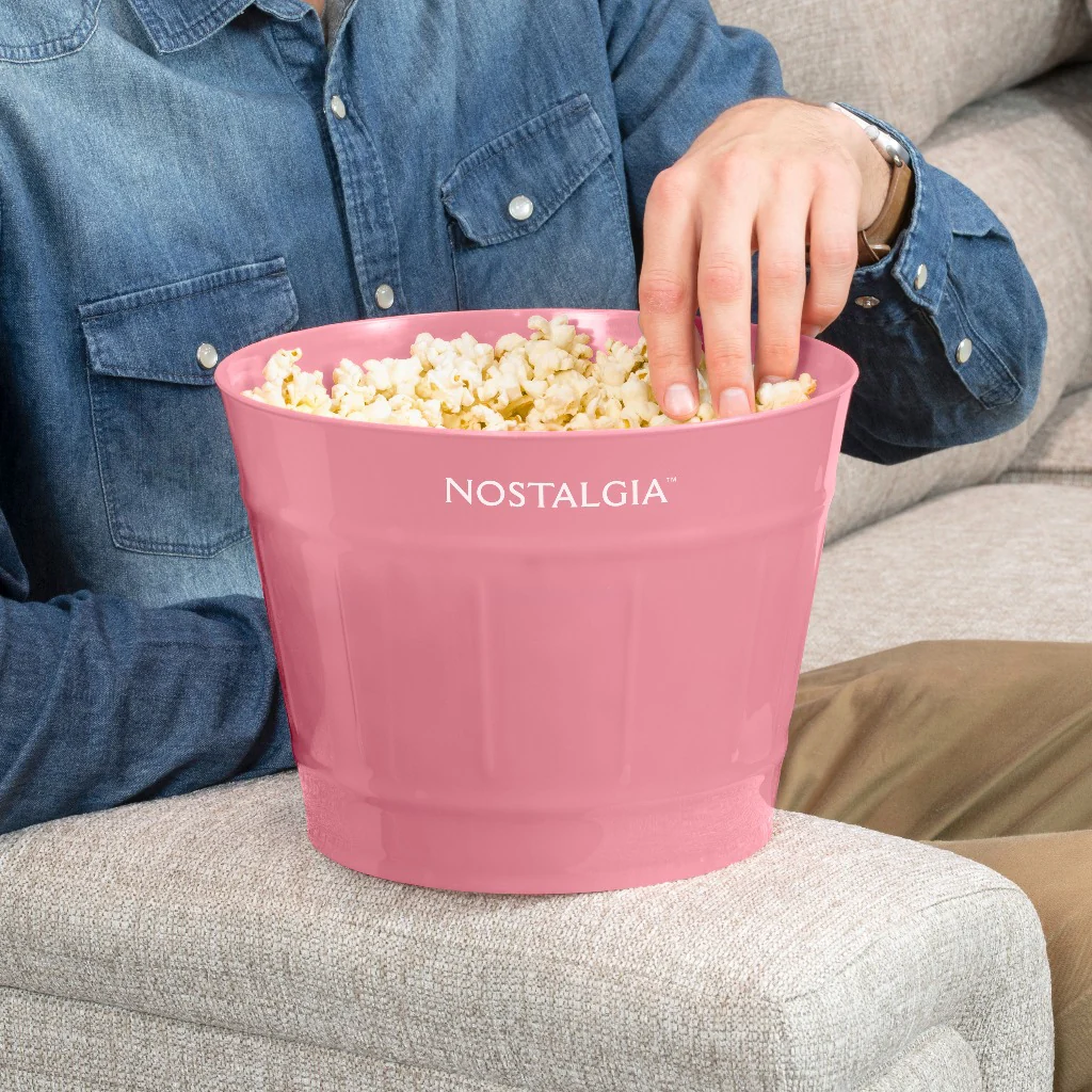 Hot Air Popcorn Maker and Bucket, Coral - Inhomebuy