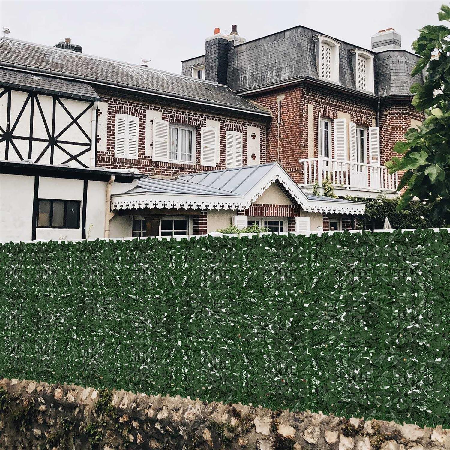 Faux Ivy Fence Privacy Screen Outdoor Expandable Artificial Greenery Roll Fake Hedge Wall Patio - Inhomebuy
