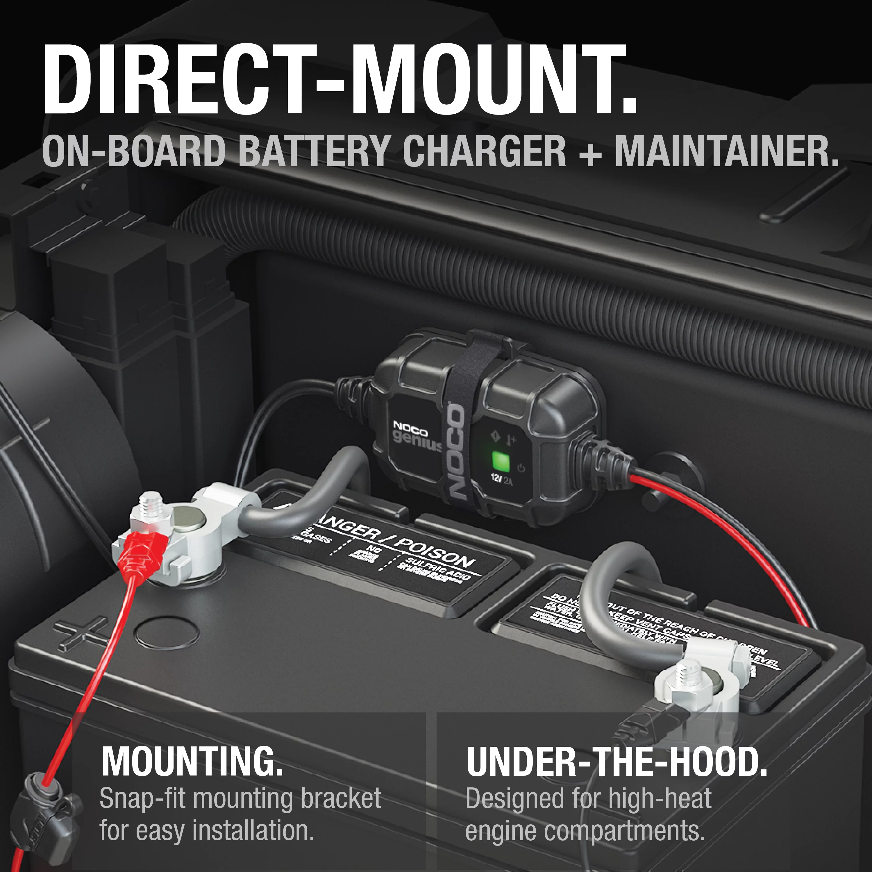 NOCO GENIUS2D 2A Direct-Mount Onboard Battery Charger and Maintainer - Inhomebuy