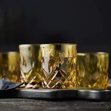 Whisky Glass Sorrento 32cl 4pcs Amber - Inhomebuy