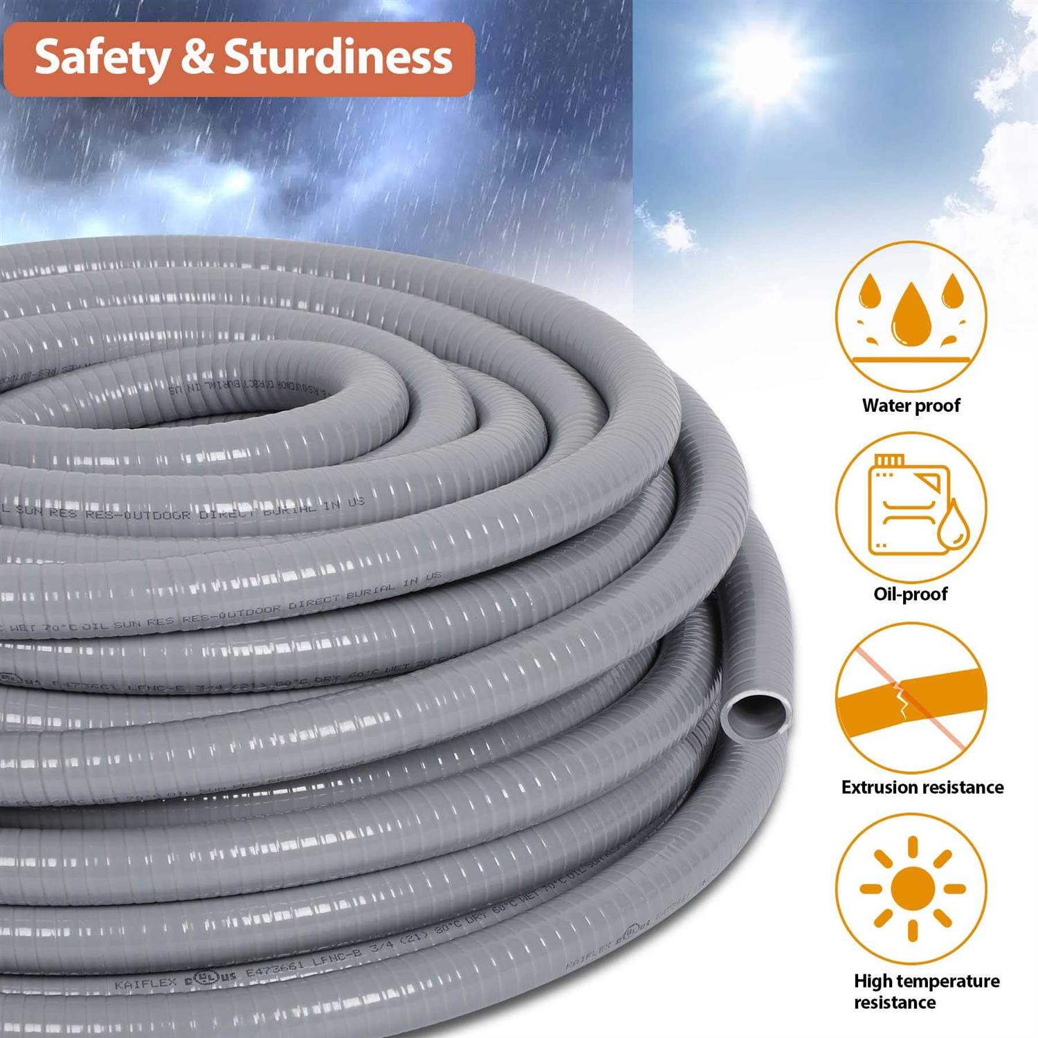 Neorexon Liquid-Tight Conduit and 10 Pieces of Connector Kit, Electrical Conduit Flexible Conduit with 5 Straight and 5 90-Degree - Inhomebuy
