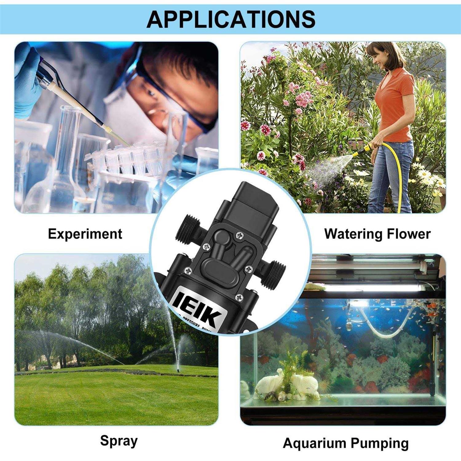 IEIK 12 Volt Diaphragm Pump 3LPM 0.8 GPM 100PSI Self Priming Sprayer Pump 12V DC Fresh Water Pump Water Pressure RV Camper Marine Boat - Inhomebuy