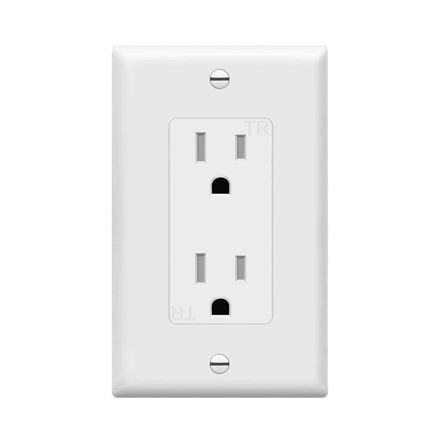 Enerlites Decorator Receptacle Outlet with Wall Plate Tamper-Resistant - Inhomebuy