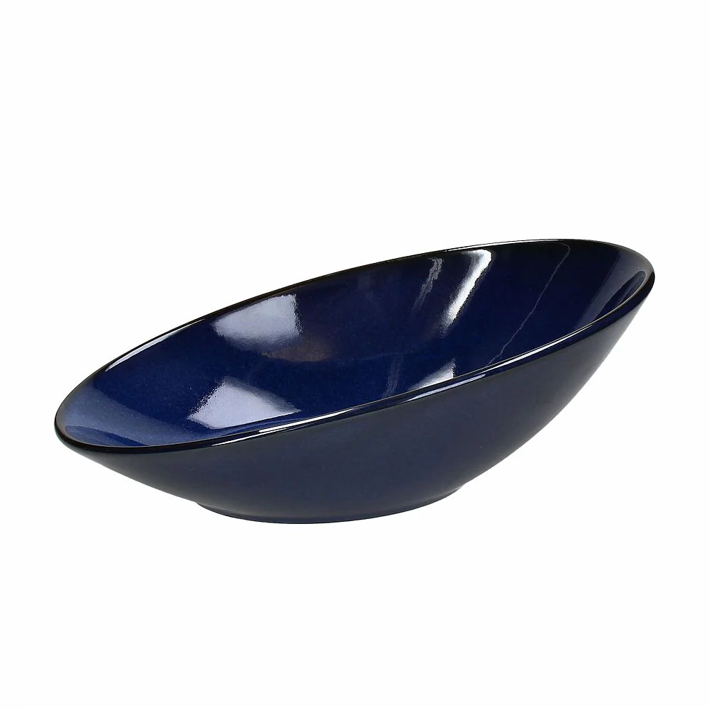 Oval Slanting Bowl 31,5x20 Blu Stoneware Blue - Inhomebuy