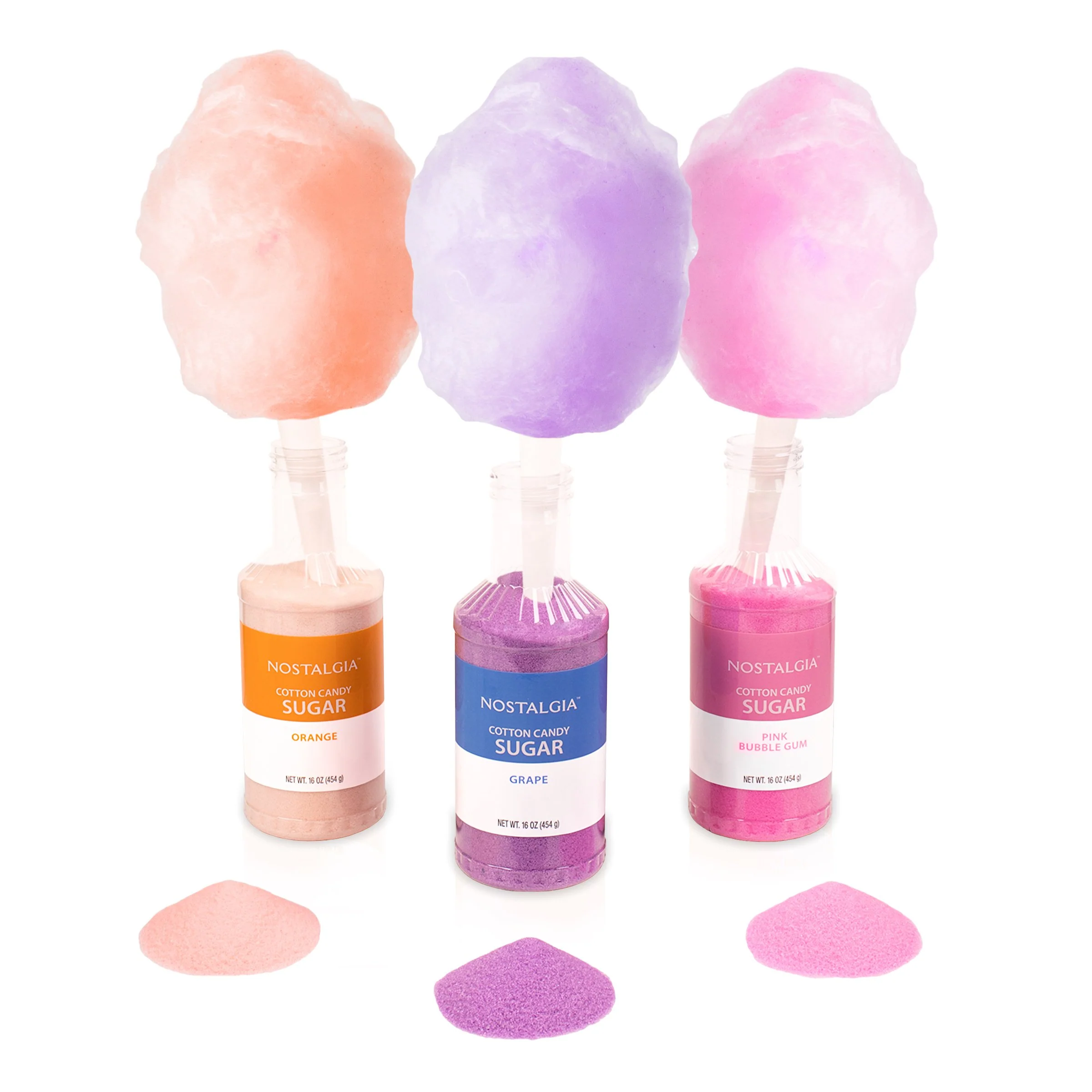 Cotton Candy Flossing Sugar - Grape, Pink Bubble Gum, Orange - 3 Pack - Inhomebuy