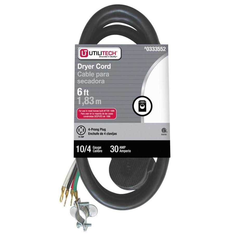 Utilitech 6-ft 3-Prong Gray Range Appliance Power Cord UTR628106 - Inhomebuy