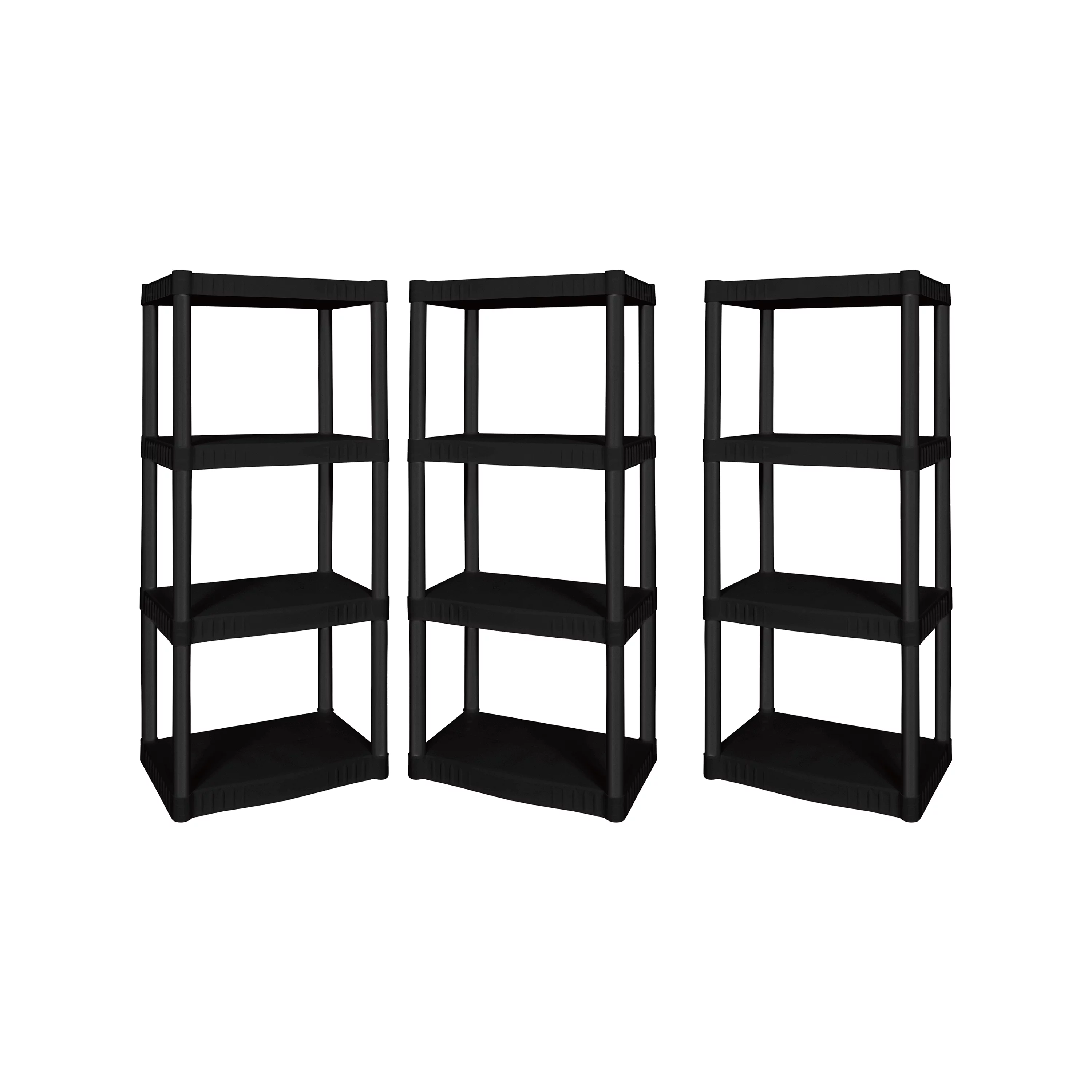 Hyper Tough 4-Shelf Plastic Garage Shelves, Black, Holds up to 340 lbs (3 Pack) - Inhomebuy