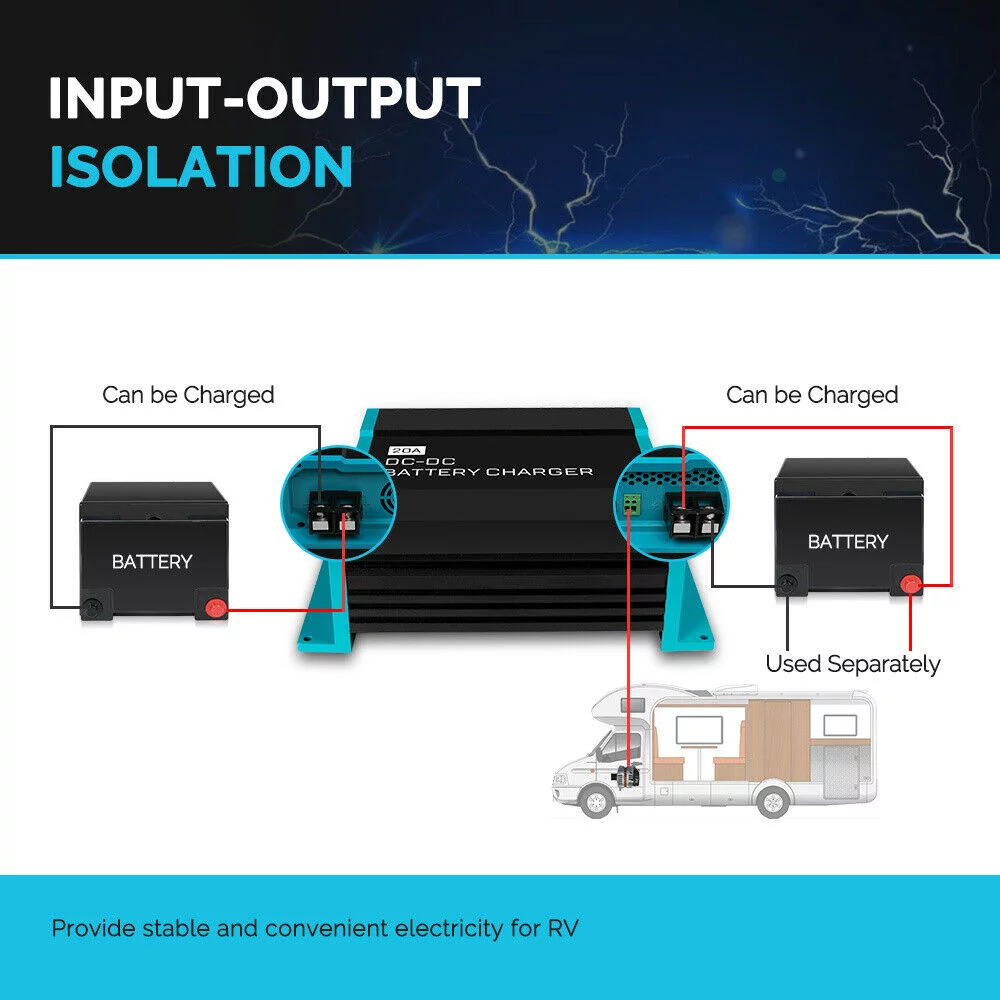 Renogy 40A 12V DC to DC On-Board Battery Charger for Flooded, Gel, AGM, and Lithium, Using Multi-Stage Charging in RVs, Commercial Vehicles, Boats, Yachts, 40A - Inhomebuy