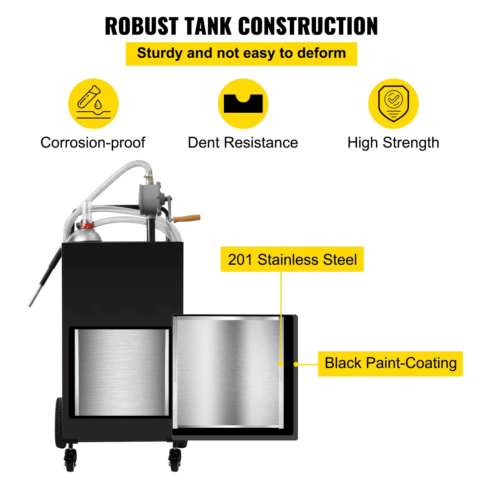 BENTISM Fuel Caddy, 30 Gallon, Gas Storage Tank & 2 Wheels, with Manuel Transfer Pump, Gasoline Diesel Fuel Container for Cars, Lawn Mowers, ATVs, Boats, More, Yellow - Inhomebuy