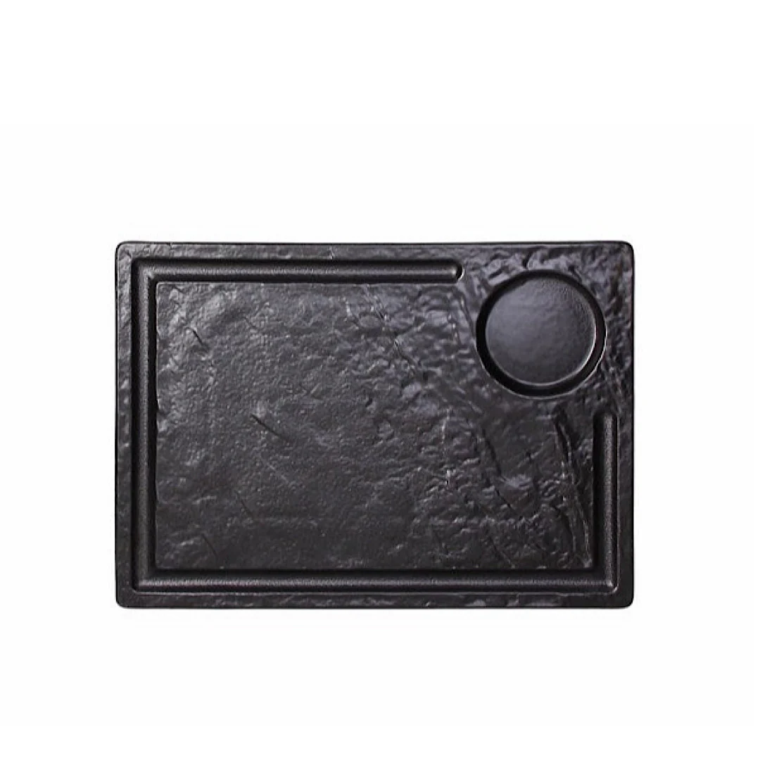 Steak Plate 33x24cm/h Vulcania Black - Inhomebuy