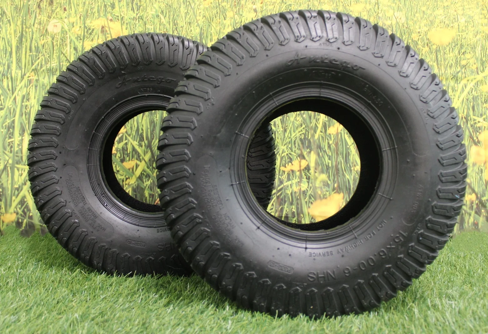Antego Tire and Wheel 15x6.00-6 4 PLY Turf Tires for Lawn & Garden (Set of Two) ATW-003 - Inhomebuy