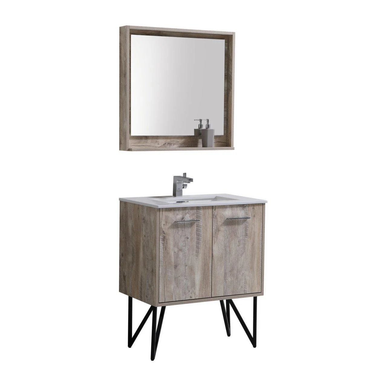 KubeBath Bosco 30 in. Modern Bathroom Vanity w/ Cream Countertop, KB30NW - Inhomebuy