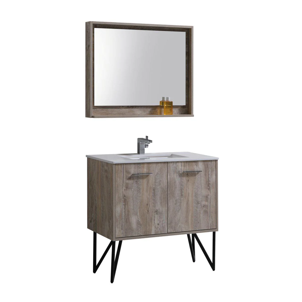 KubeBath Bosco 36 in. Modern Bathroom Vanity w/ Quartz Countertop, KB36NW - Inhomebuy