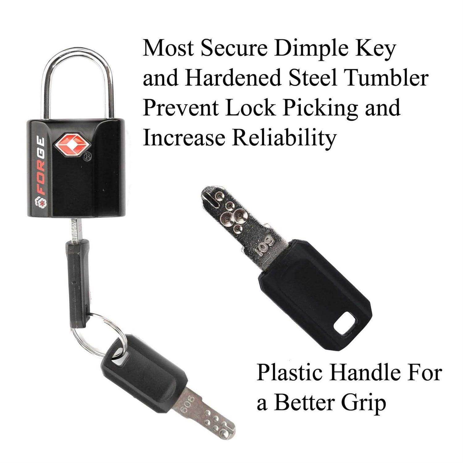Forge Red 4 Pack TSA Approved Luggage Locks Ultra-Secure Dimple Key Travel Locks with Zinc Alloy Body - Inhomebuy