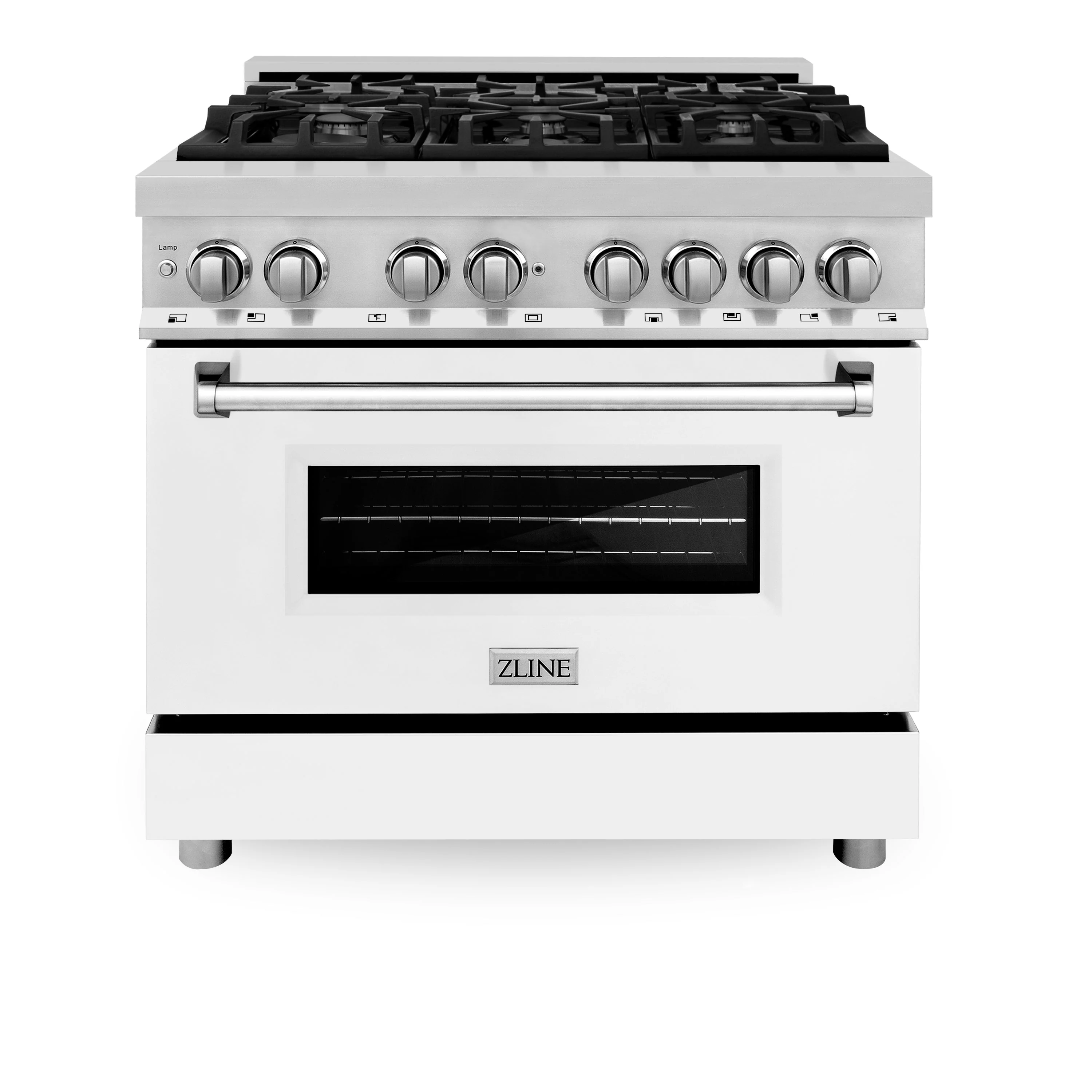 ZLINE 36 in. Professional Gas Burner/Electric Oven Stainless Steel Range with White Matte Door, RA-WM-36 - Inhomebuy