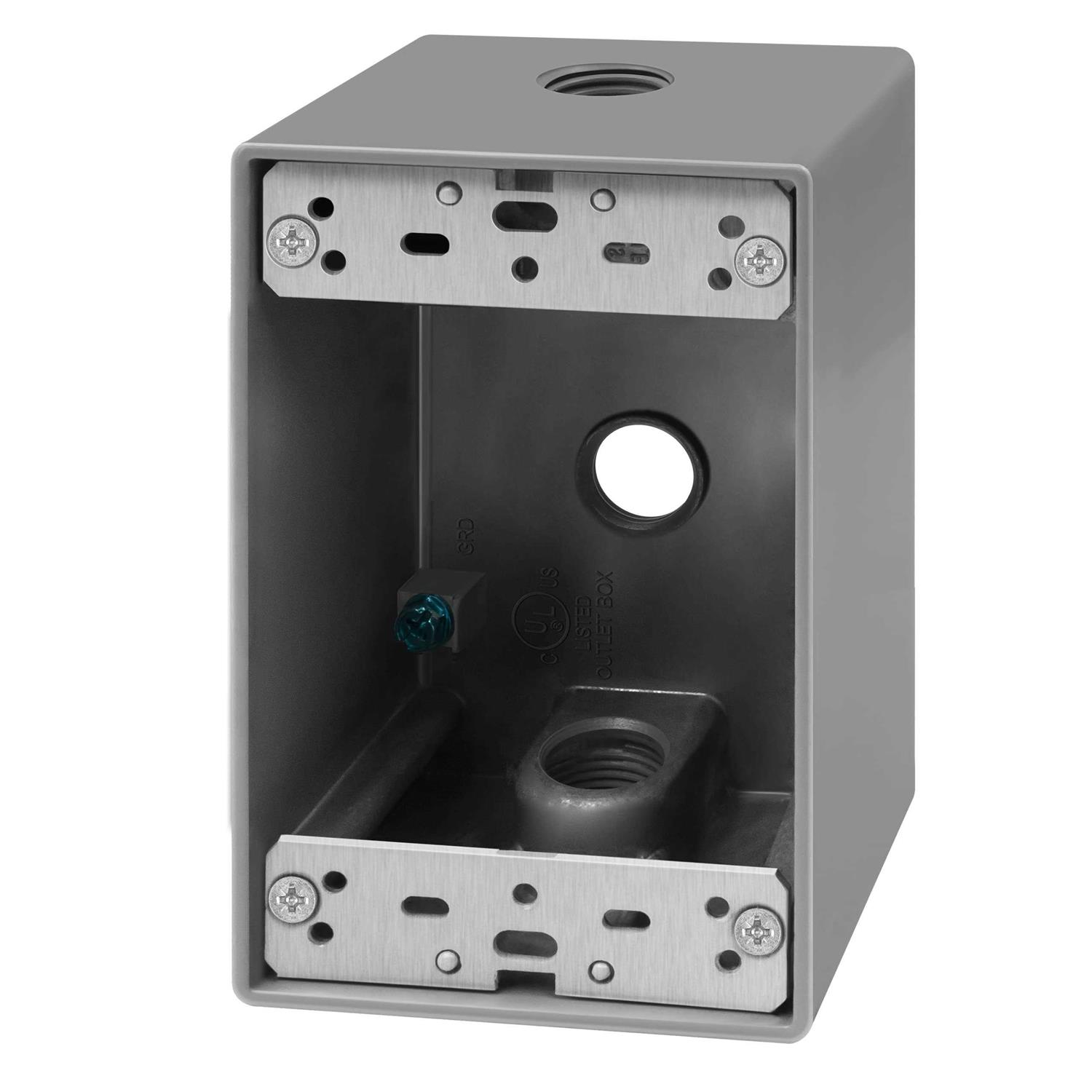 ENERLITES Weatherproof Outlet Box with Three 3/4-in Threaded Outlets Outdoor Electrical Box - Inhomebuy
