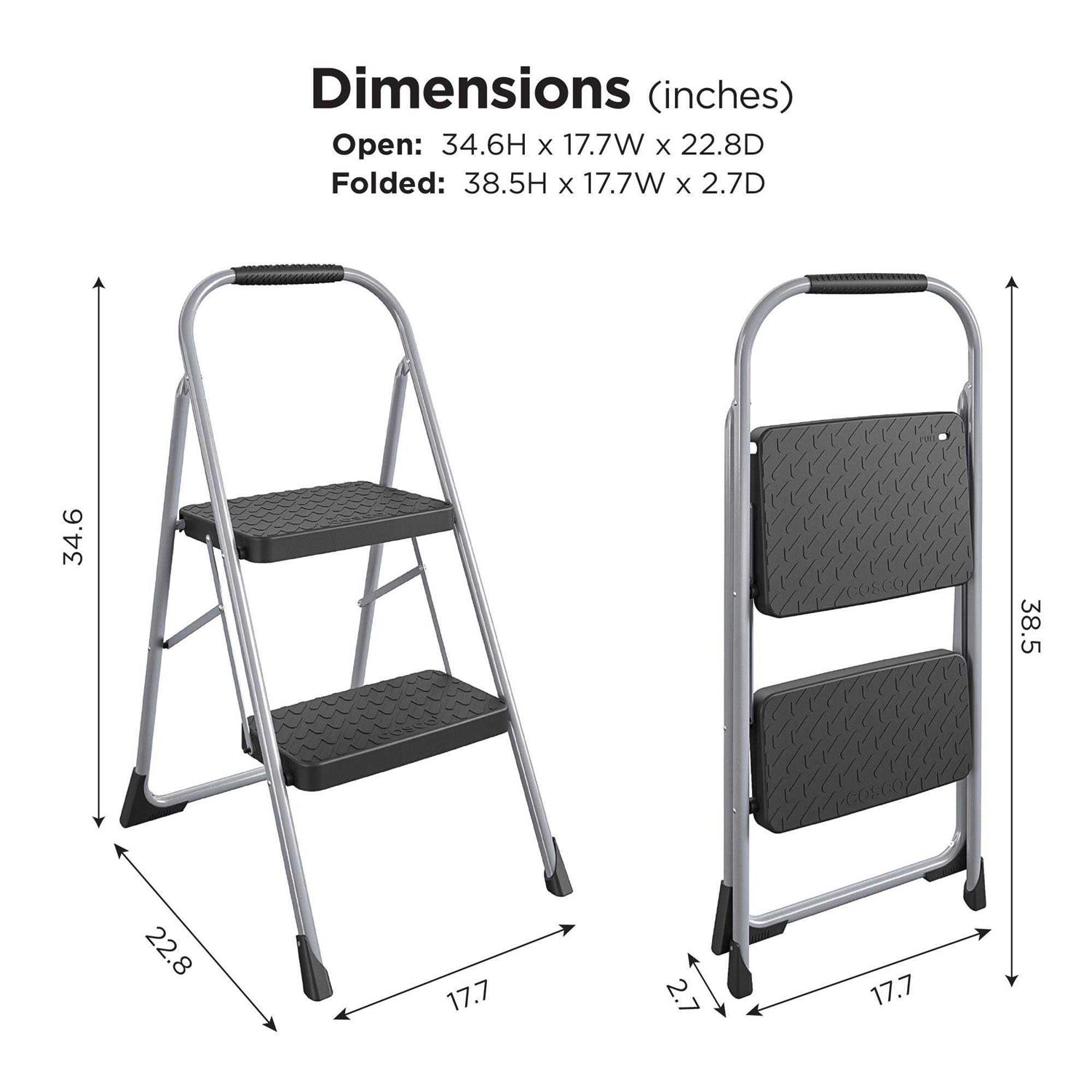 Cosco 2 Step Kitchen Stepper Adult Folding Step Stool - Inhomebuy