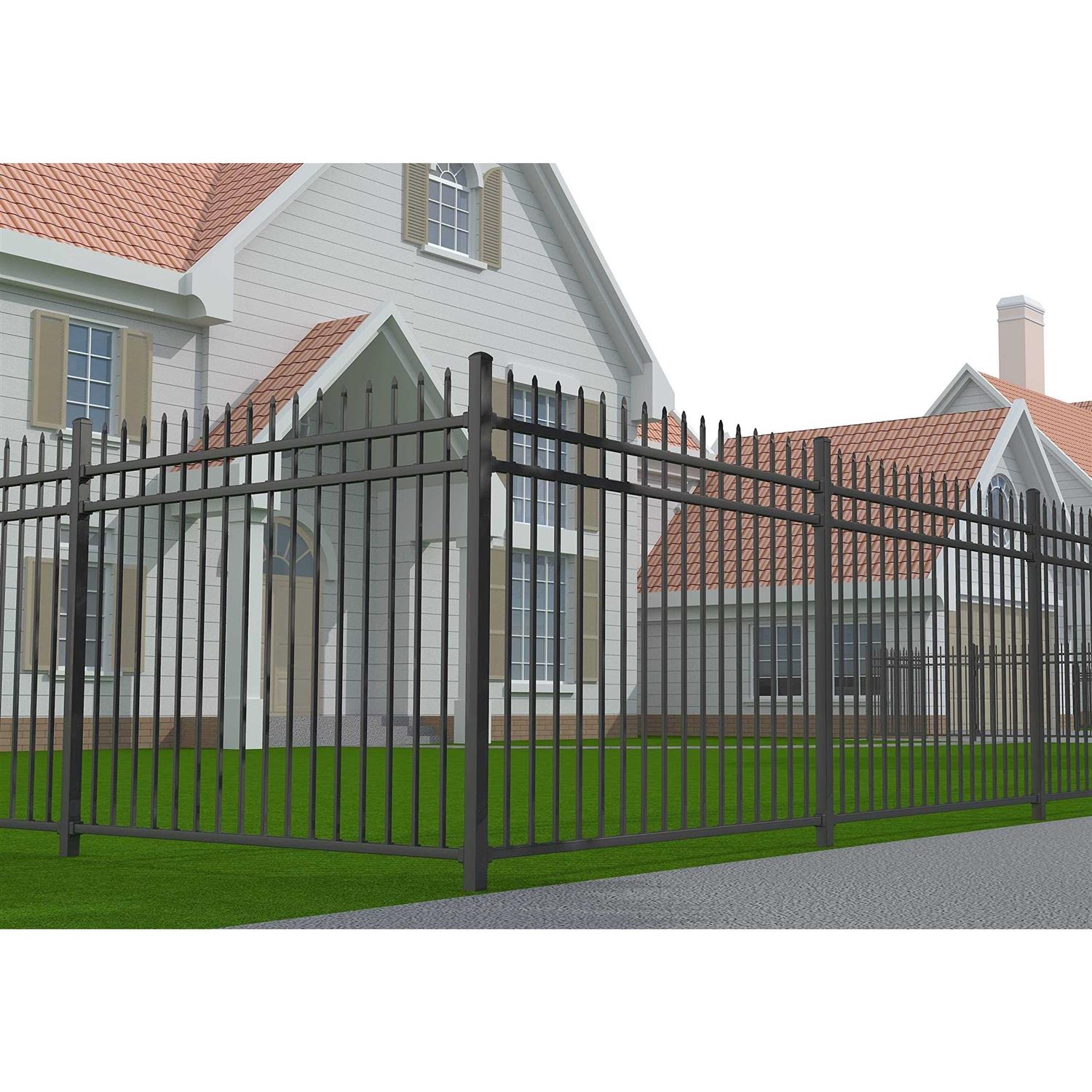 XCEL Black Steel Fence Panel Style Easy Installation Fence Kit Outdoor Fencing for Yard - Inhomebuy