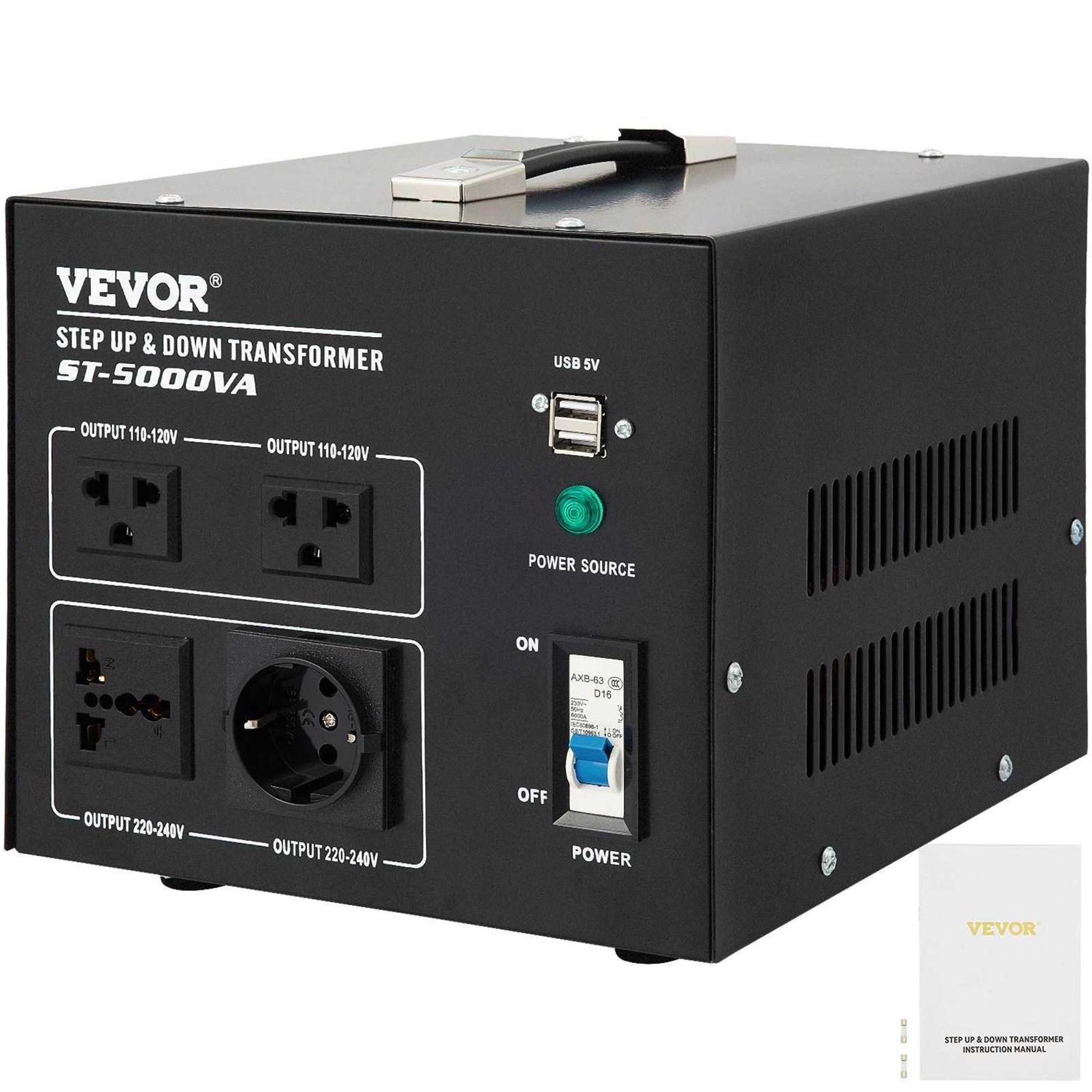 VEVOR Voltage Converter Transformer,2000W Heavy Duty Step Up/Down Transformer Converter,2 US&1 UK&1 Universal Outlet SJBYQ2KVA222UL5C7V1 - Inhomebuy