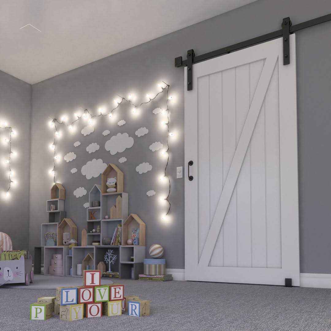 EightDoors Z-Shape Solid Wood Core Barn Door - Inhomebuy