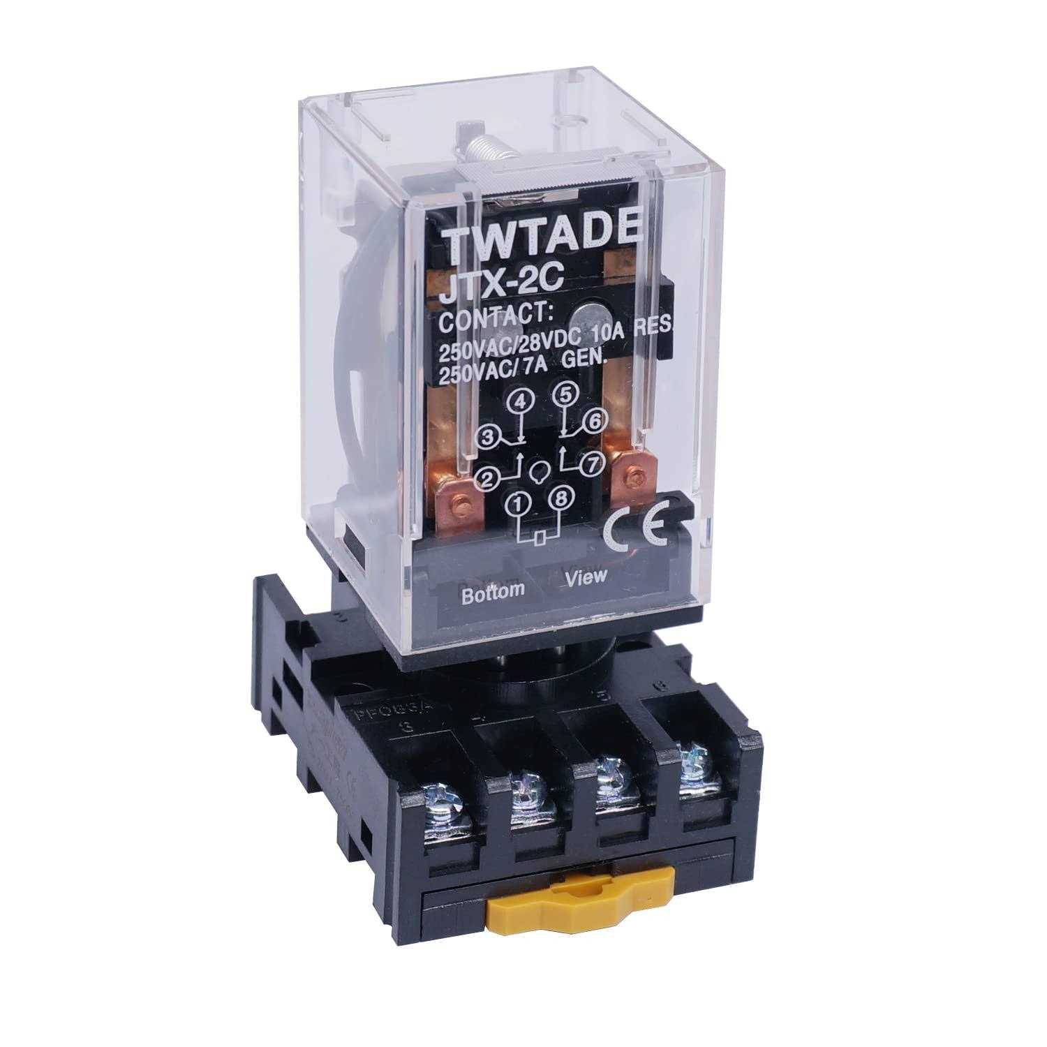 TWTADE/JTX-2C MK2P-I DPDT Power Relay with Plug-in Terminal Socket Base - Inhomebuy