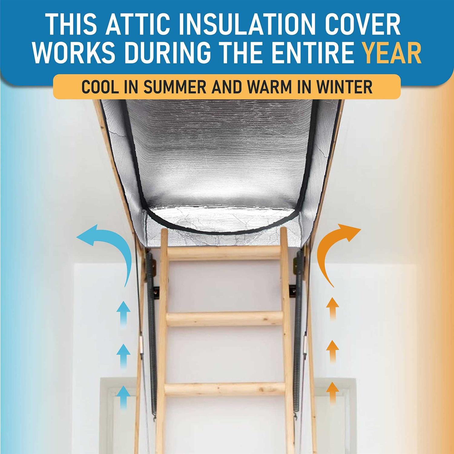 Dualso Attic Stairs Insulation Cover with Zipper Insulator Bag Energy Saving - Inhomebuy