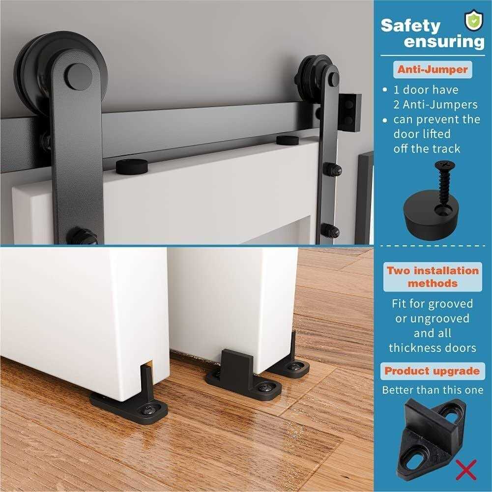 WINSOON Sliding Barn Door Hardware Kit 7.5ft Track for Double Doors - Inhomebuy
