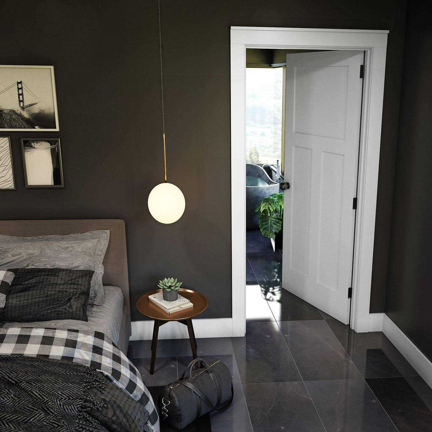 EightDoors 80 in. x 1-3/8 in. Shaker White Primed 3-Panel Equal Solid Core Wood Interior Door Slab - Inhomebuy