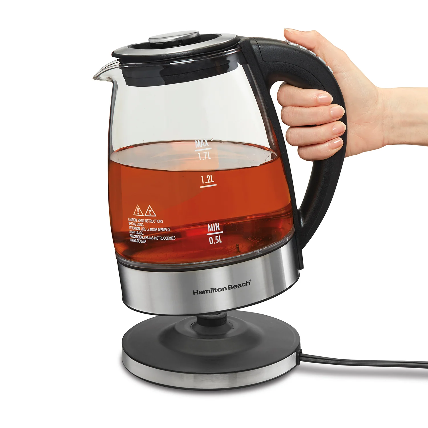 Hamilton Beach Kettle: 1.7L, variable temperature with removable Tea Infuser, glass & s/s | 40942C - Inhomebuy