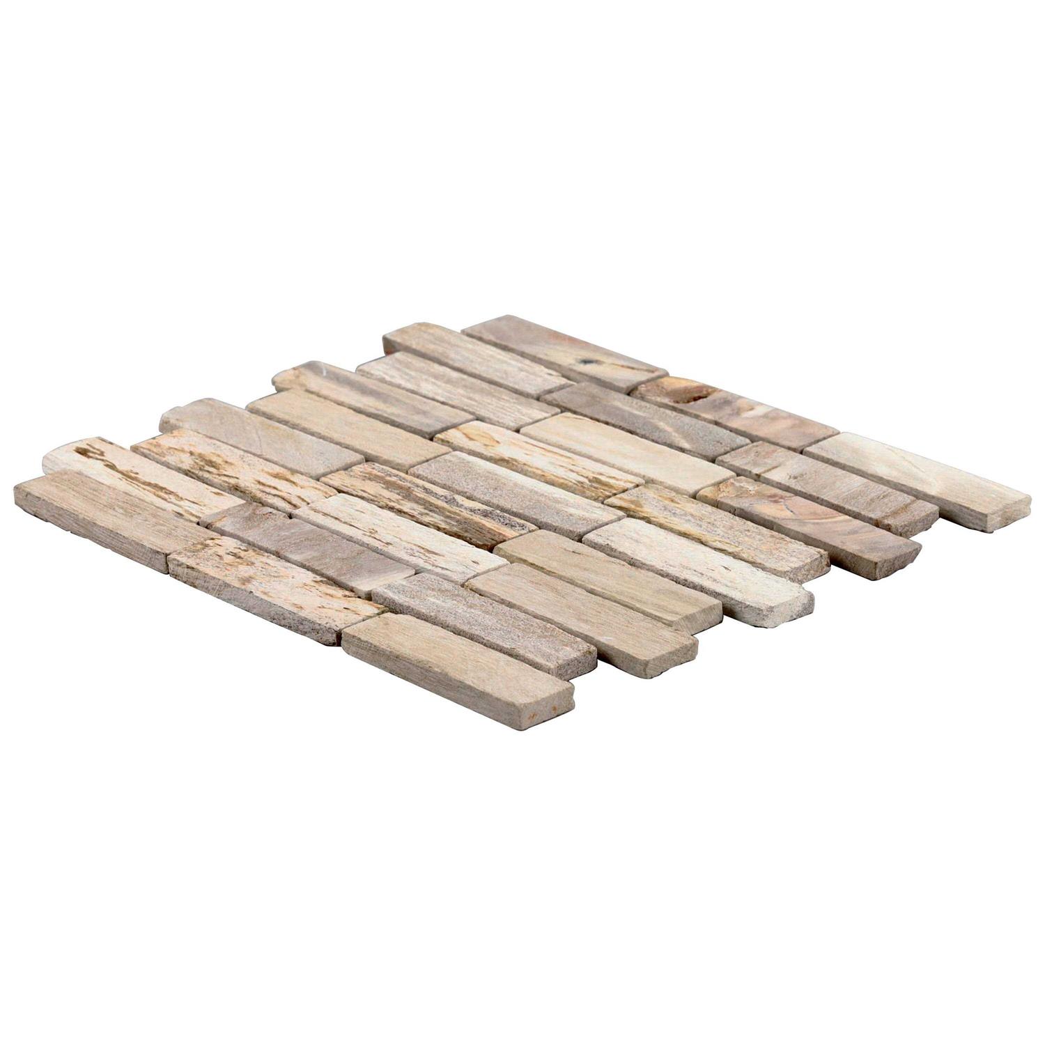 Dixiewood Basketweave Brown 12 x 12 Petrified Wood Floor and Wall Mosaic Tile Ivy Hill Tile - Inhomebuy