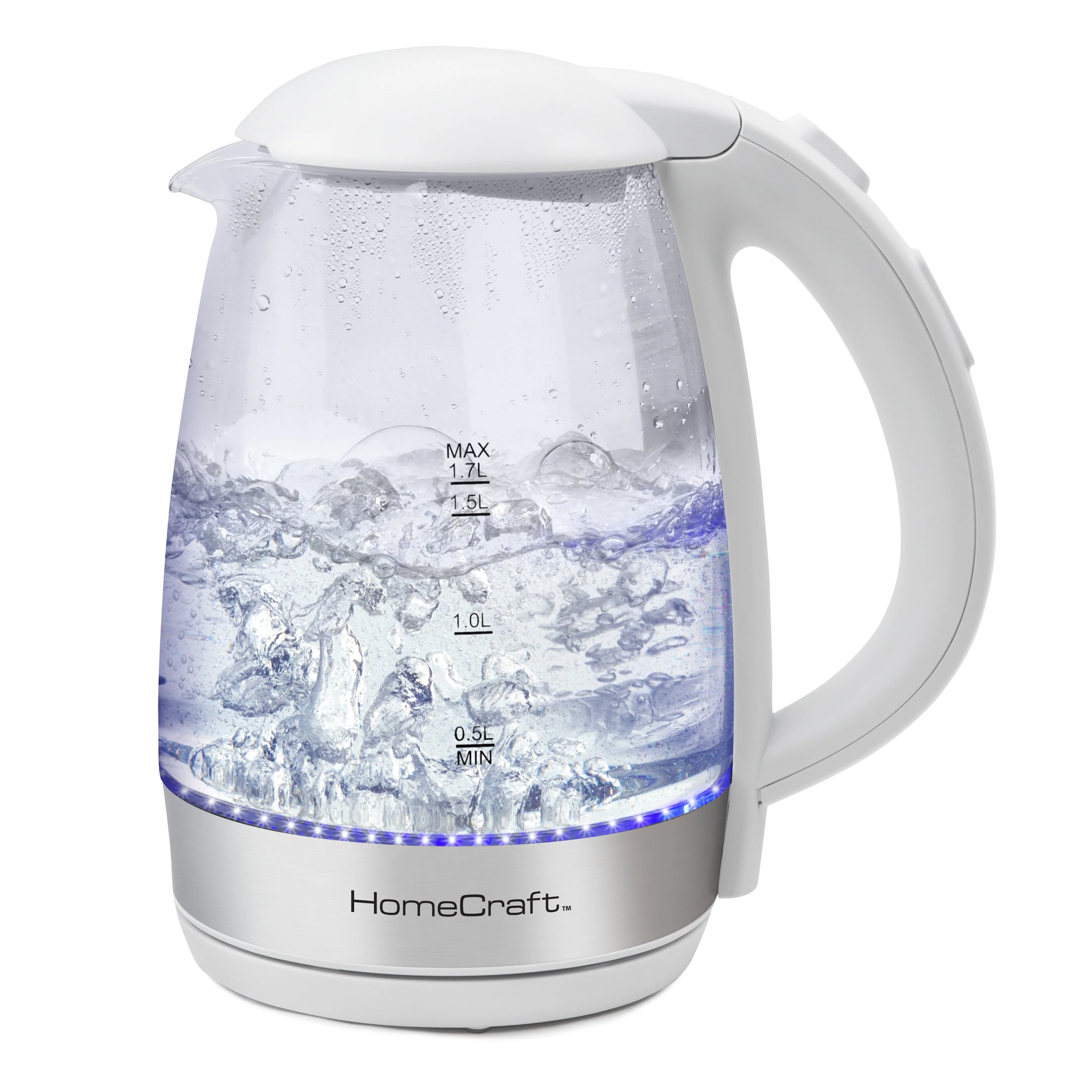 HomeCraft 1.7L Electric One-Touch Control Glass Kettle - Inhomebuy