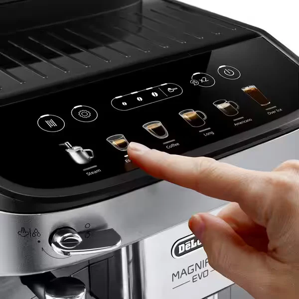 DeLonghi Magnifica Evo Fully Automatic Espresso Maker: with 6 one-touch recipes, silver & black | ECAM29043SB - Inhomebuy